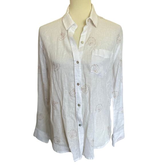 Rails Charli Gold Scallop Shells Button Down Shirt - Picture 2 of 4